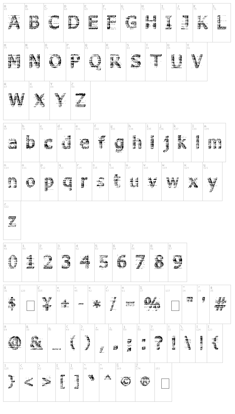 3D Noise font map